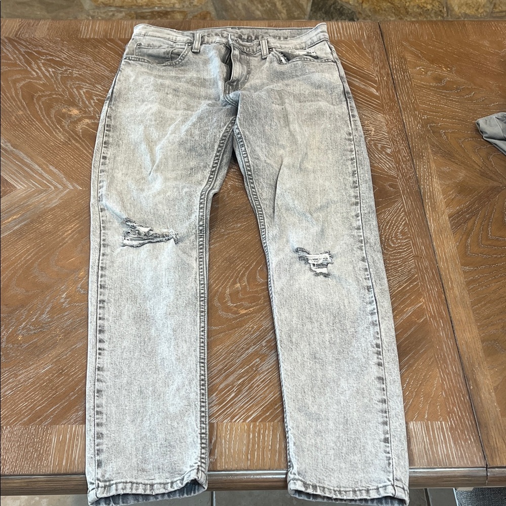 Levi's Light Gray Distressed Slim Jeans